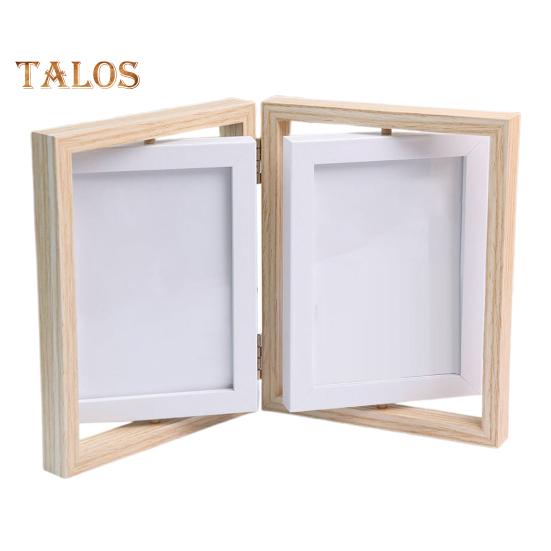 

Двойная фоторамка, вертикальная вращающаяся складная фоторамка с оргстеклом, деревенская настольная декоративная фоторамка для домашнего офиса S