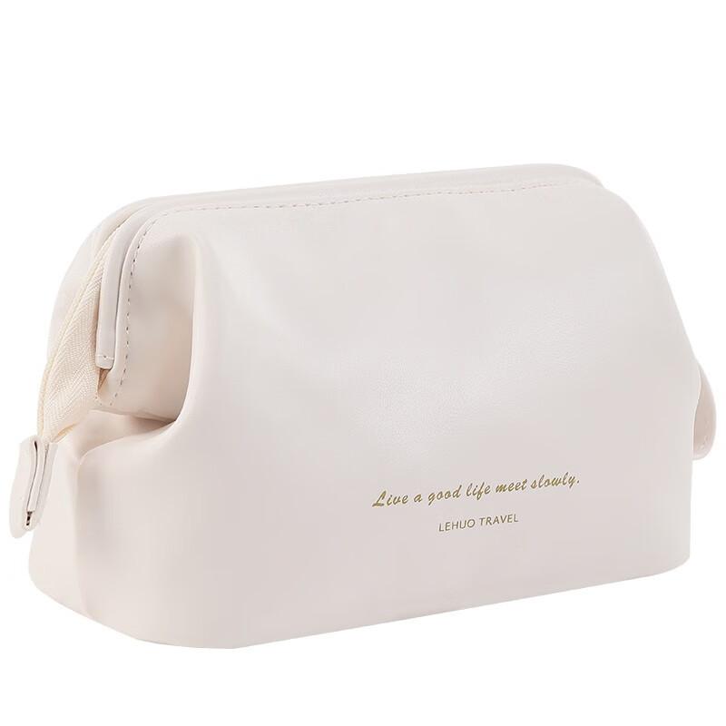 Elegant PU Leather Makeup Pouch, Portable Minimalist Toiletry Bag for Everyday & Travel