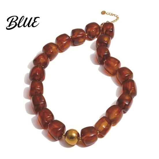 Non-fading Necklace Colorful Beaded Choker Resin Beads Boho Chunky Fashionable