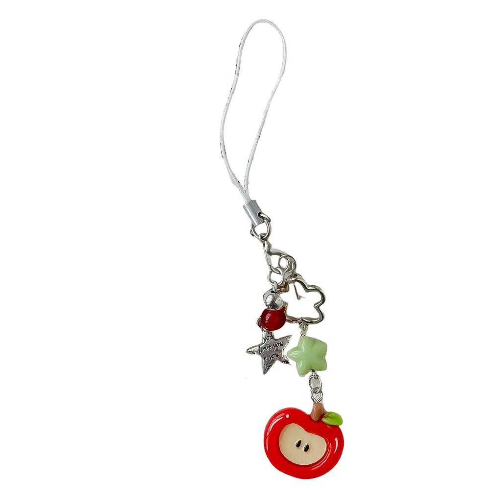 Eleganter Handy-Anhänger Lanyard Bunte Frucht Perlen Schlüsselanhänger Stilvoller Schlüsselring Modischer Taschen-Handtaschen-Anhänger für Frauen Mädchen