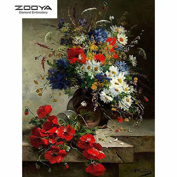 

ZOOYA DIY 5D Полный круглый алмаз картина цветы вышивка крестиком домашний декор