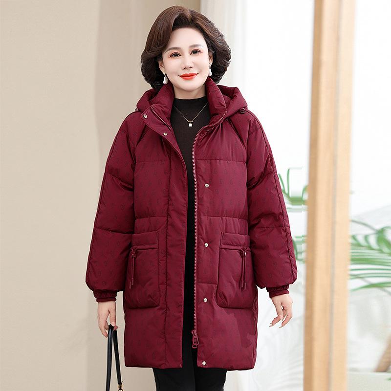 Women's Winter Down Jacket - 90% White Duck Down, Thickened Warm Coat for Middle-Aged and Elderly.