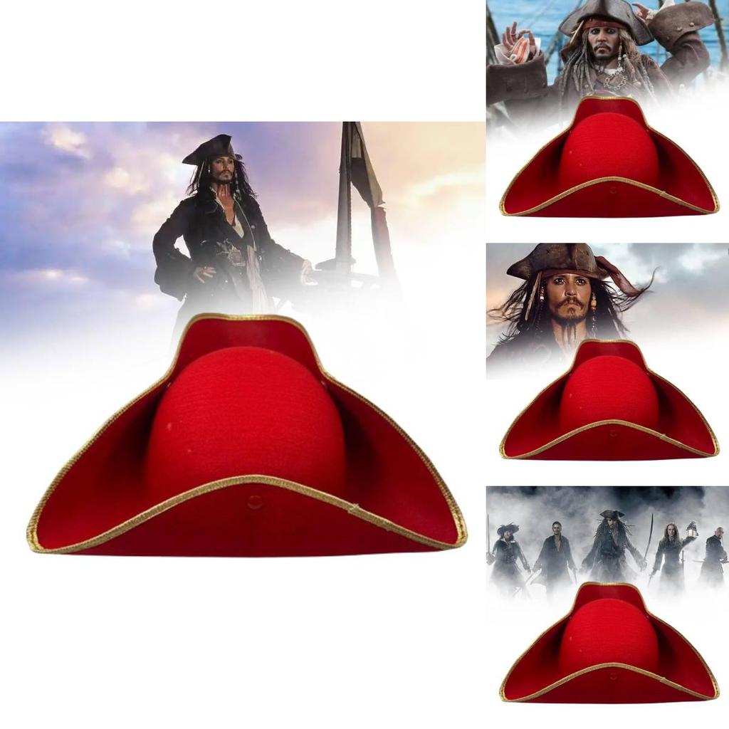 Stylish Red Pirate Captain Hat Cosplay Costume Accessory For Halloween Parties And Events