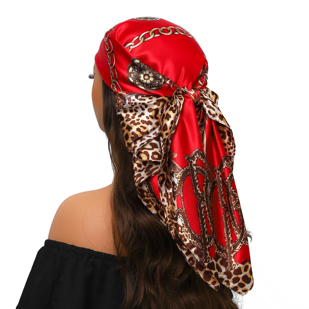 90*90cm Silk Scarf Scarftop Headwraps For Woman Fashion Four Seasons Hair Accessories Hijab Foulard Bandana Femme Headscarf