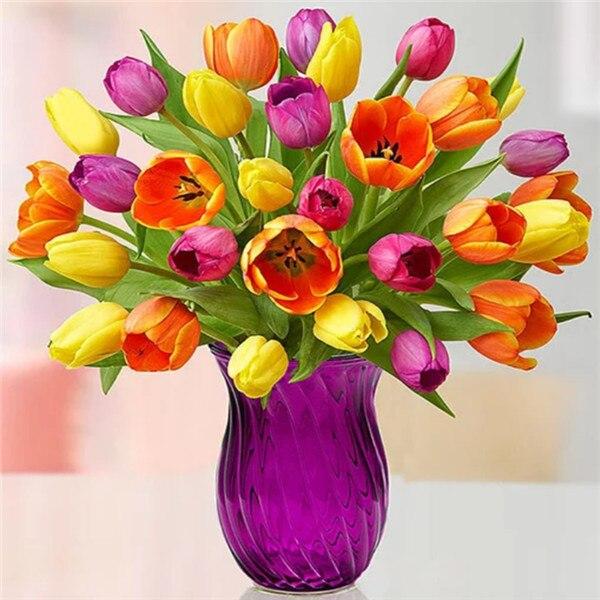 5D DIY Diamond Painting Flower Vase Cross Stitch Full Round Drill Diamond Embroidery Mosaic Picture of Rhinestones Decor Gift