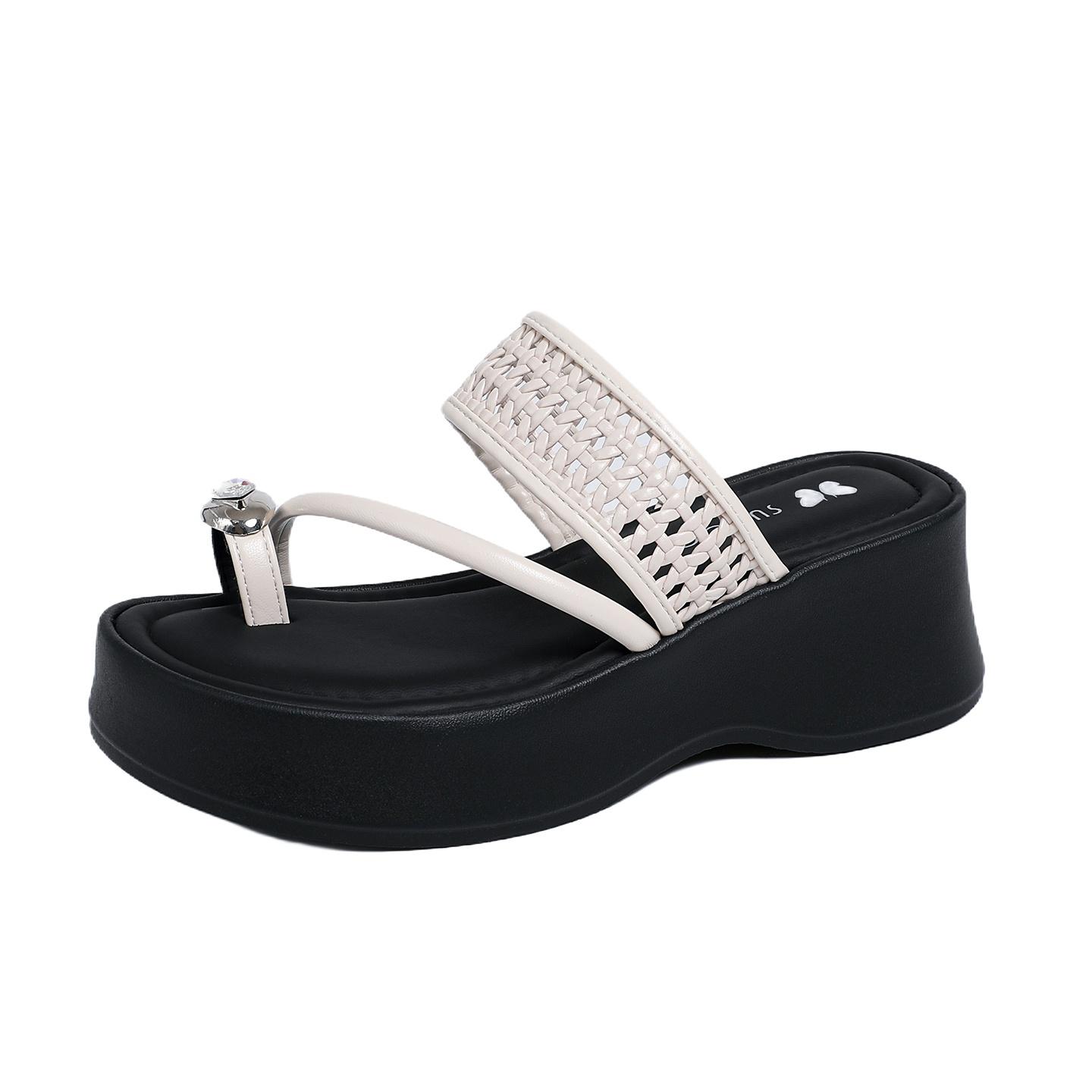 Women Platform Toe Slides simple toe loop upper lightweight platform sole For Beach Street Summer Daily Wear Casual Comfortable 35