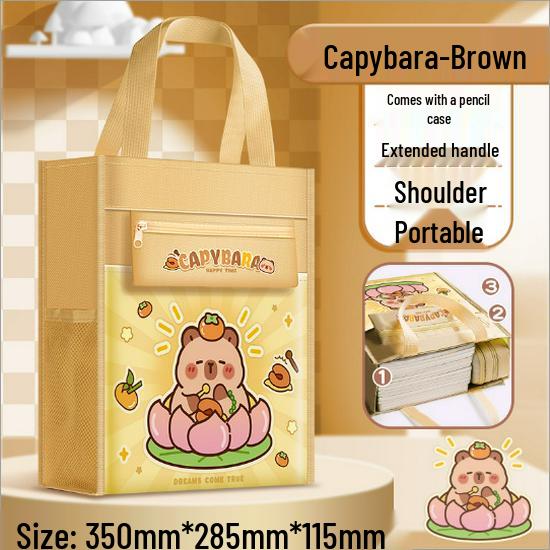 Capibara Canvas School Handbag - Art & Homework Storage with Zipper