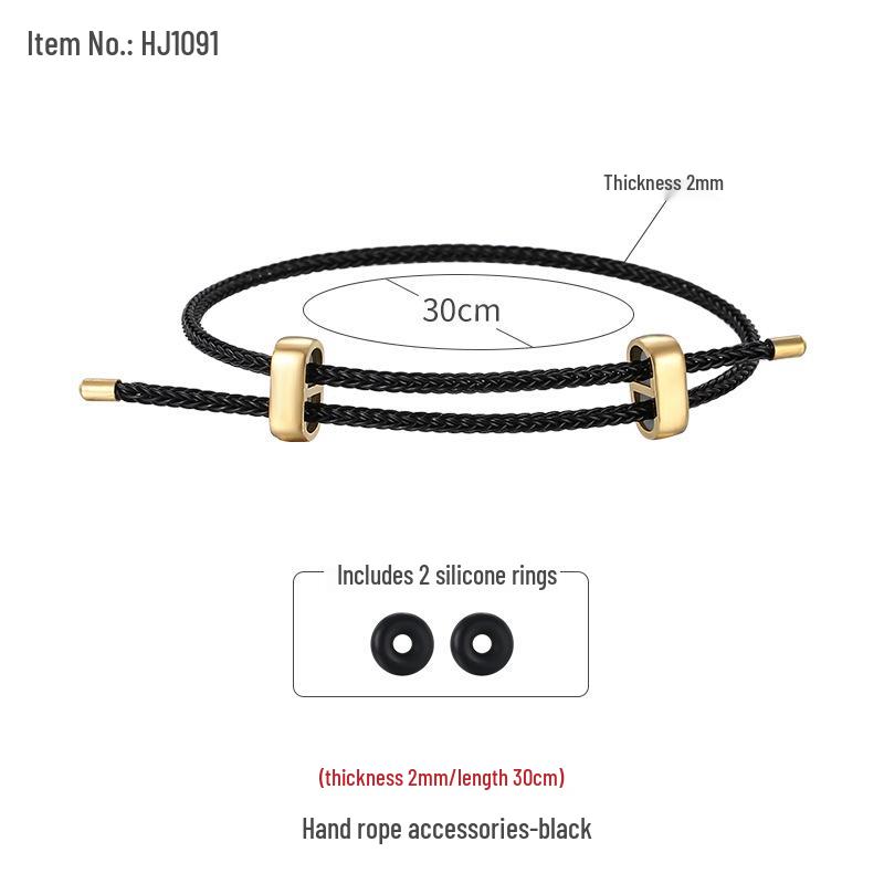 3D Gold Beaded Red and Black Milan Rope Bracelet for Couples - DIY Titanium Steel Design