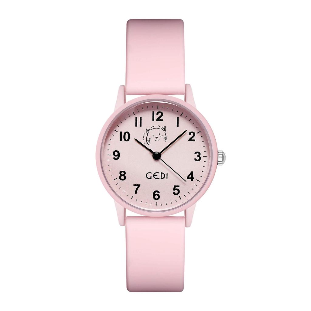 Candy Color Silicone Student Watch Compact Cartoon Round Dial Quartz Watch Ladies Waterproof Watch
