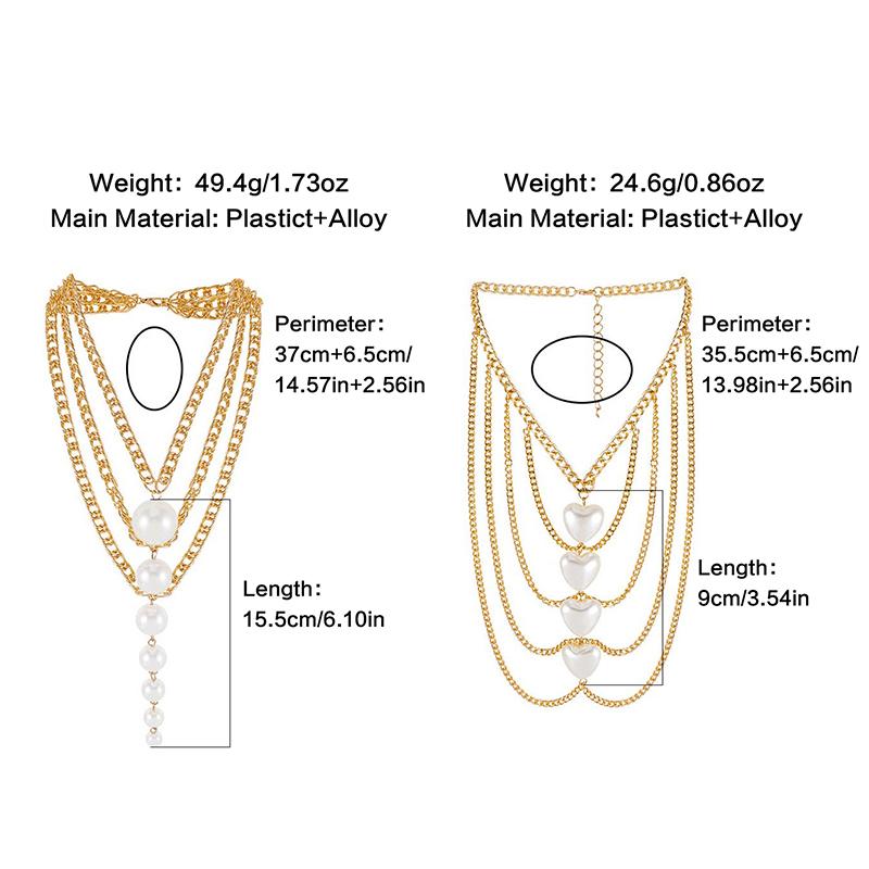 Fashionable Simple Trendy Elegant Pearl Chain Retro Necklace For Women