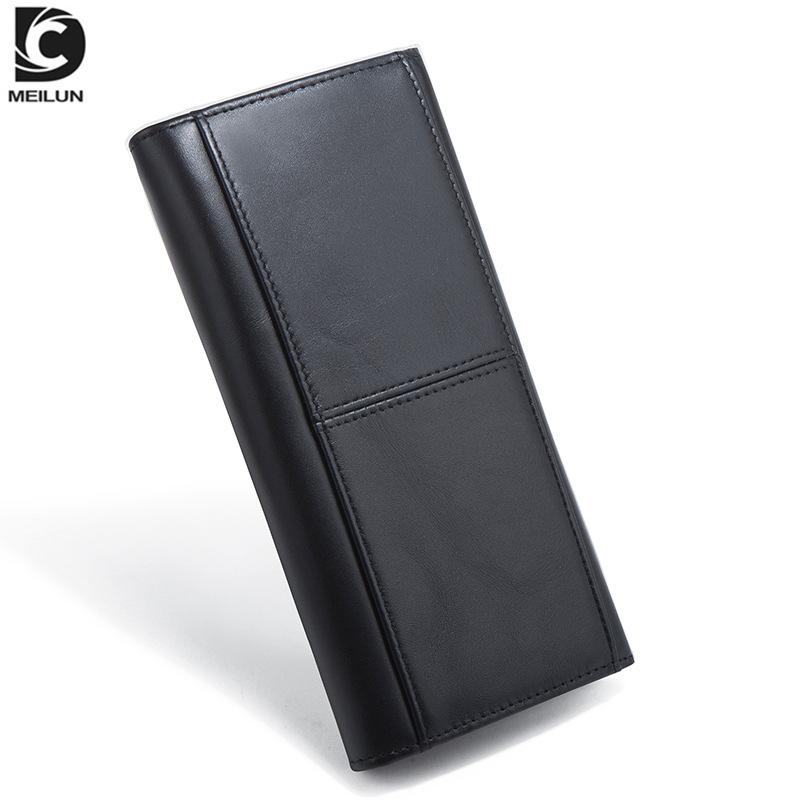 

Мужской кошелек, длинный клатч, кожаный многофункциональный женский кошелек с пряжкой в ​​стиле ретро чёрный