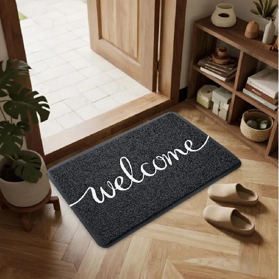 

Minimalist Welcome Area Rug - Elegant Handwritten Welcome Text Design, Non-slip Floor Mat for Home Decor 30x50cm