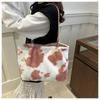 Trendy Plush Large Capacity Tote Bag for Women Soft Textured Shoulder Handbag Casual Daily Fashion Purse CLE
