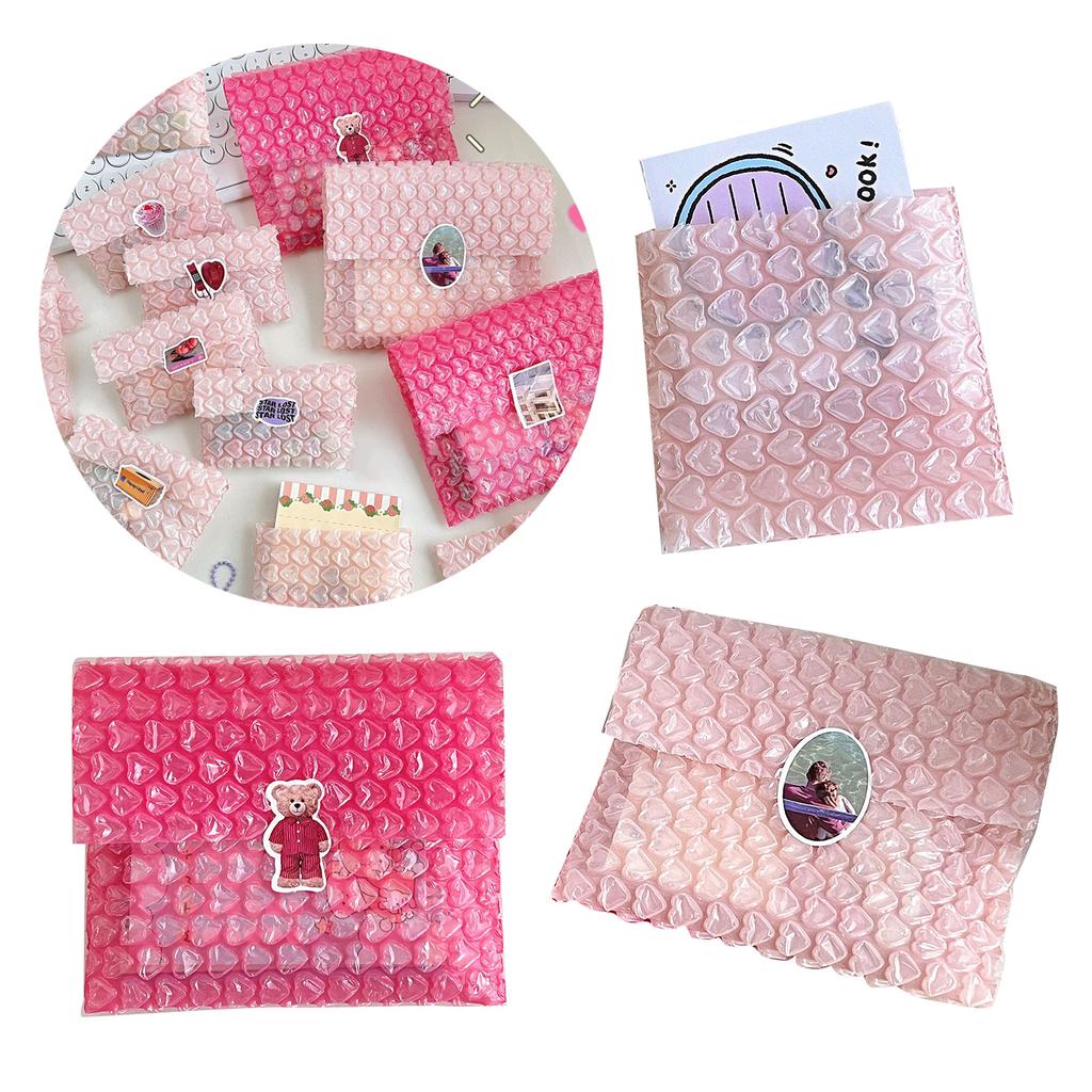 10Pcs Pink Love Bubble Bag Bubble Film Bubble Envelope Small Card Set Gift Packaging Bag Shockproof and Waterproof Bag