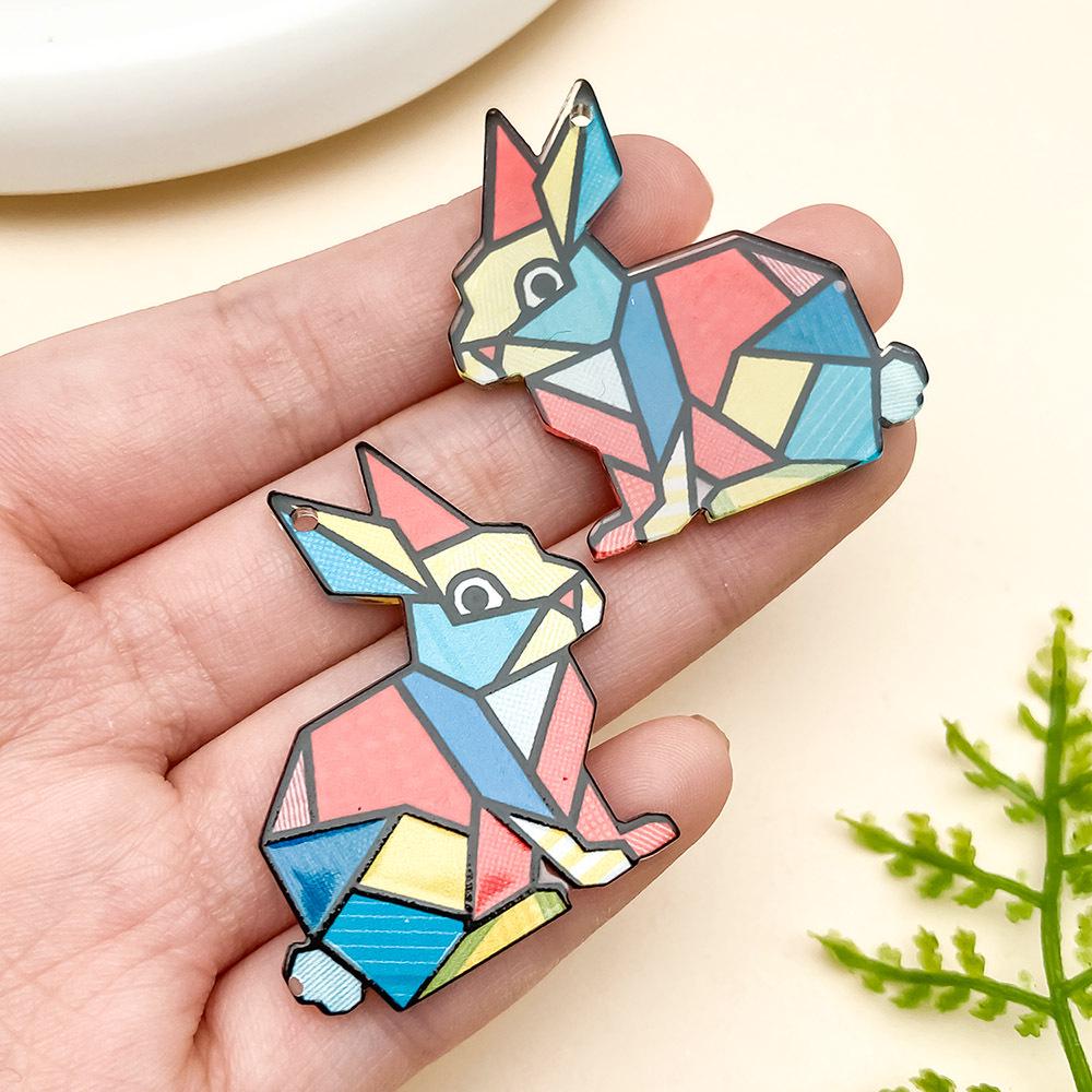 Cartoon Animal Mosaic Acrylic Jigsaw Pendant for DIY Jewelry