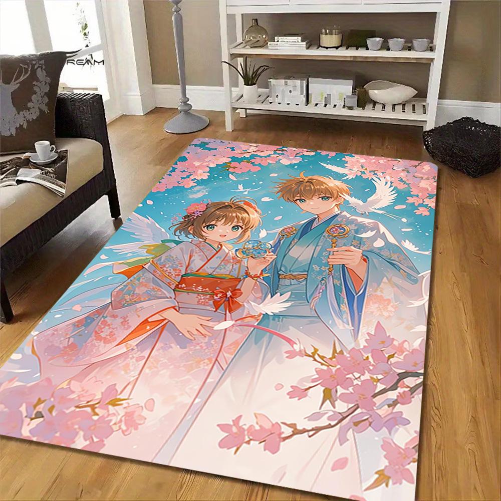 Cherry Blossom Festival Dress Decoration,Carpet,Living Room,Bedroom, Non-slip,Square rug