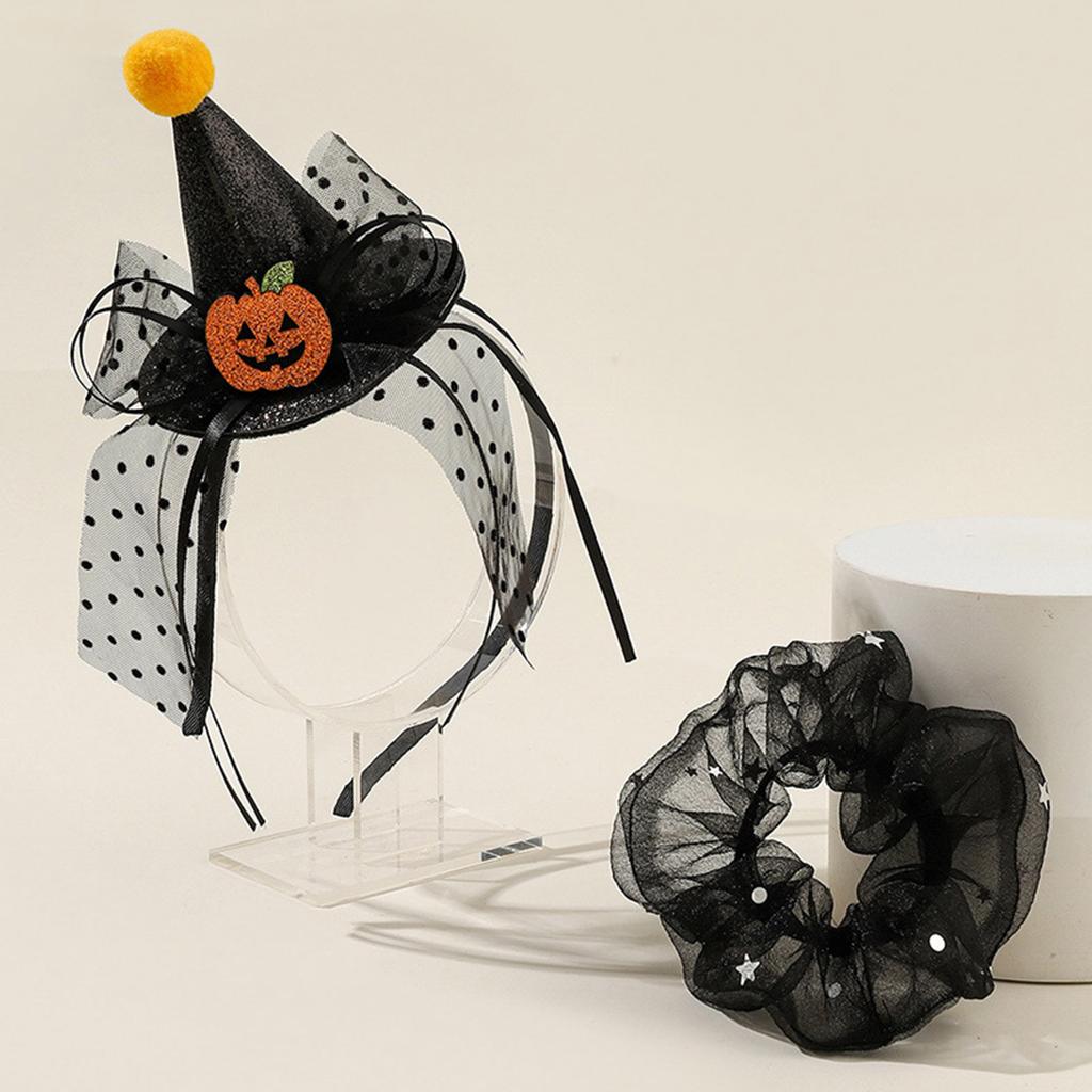 Hair Tie Headdress Headband Glitter Cartoon Pumpkin Strong Hold Catch Hair Hoop Hair Styling Tool