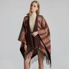 Scottish Classic Plaid Tassel Thick Warm Split Shawl Cape