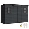 10 X 4 Ft Resin Garden Shed, Outdoor Storage Shed with Floor, Windows, Lockable Doors and Vents, Dark Grey