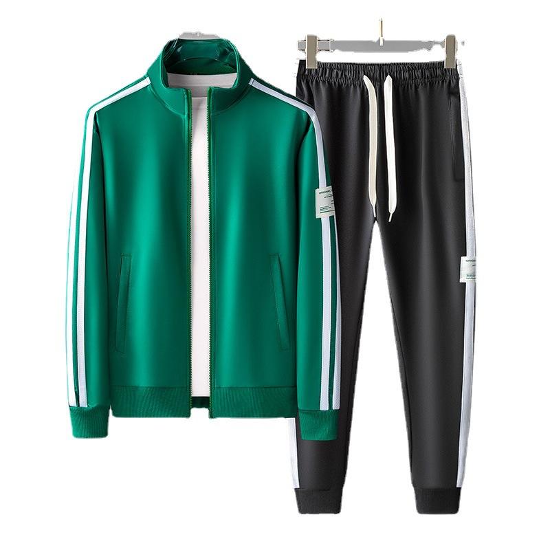 Jarní a podzimní sportovní oblek Pánský oblek pro volný čas Cardigan se zipem Dvoudílná sada