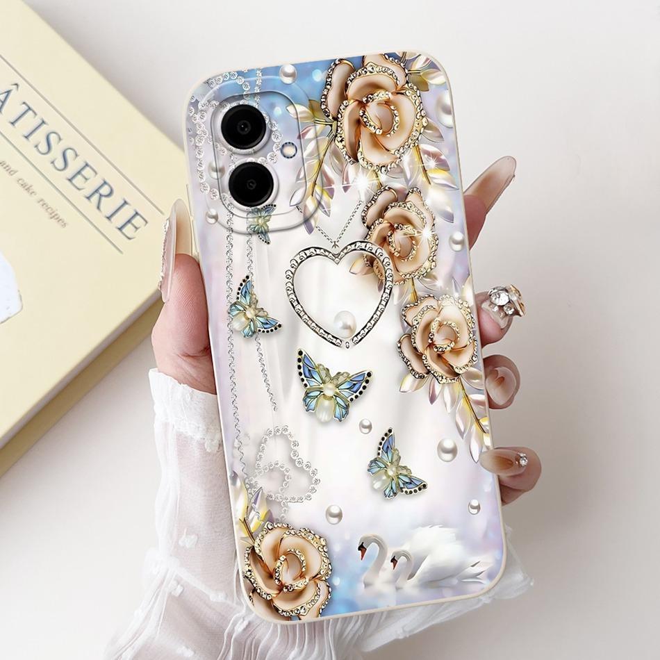 For Samsung Galaxy A06 Beautiful Bow Rose Painting Phone Case For Samsung A06 4G 5G Soft Silicone Shockproof Cases