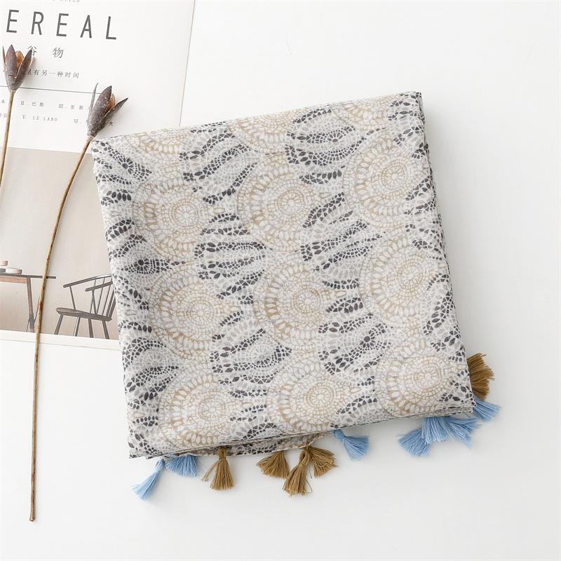 Bohemian Styles Women Scarf Autumn and Winter Shawl Cotton Linen Feeling Tassel Pashmina Muslim Hijab Wrap Lady Viscose Scarf