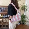 Bow Lattice Tote Bag Large Capacity Women Chic Underarm Bag Portable Pleated Dumpling Bag  Student