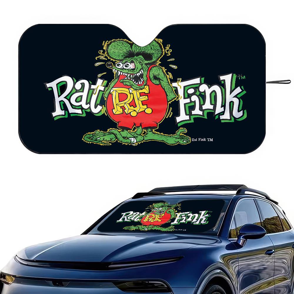 Rat Fink Printed Windshield Sunshade Anime Cute Car Front Windshield 70x130cm Sun Visor Heat Reflector