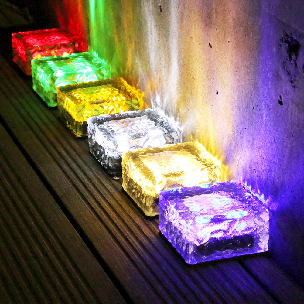 Outdoor Solar Ice Brick 4-LED Lamp for Courtyard and Landscape Pathways