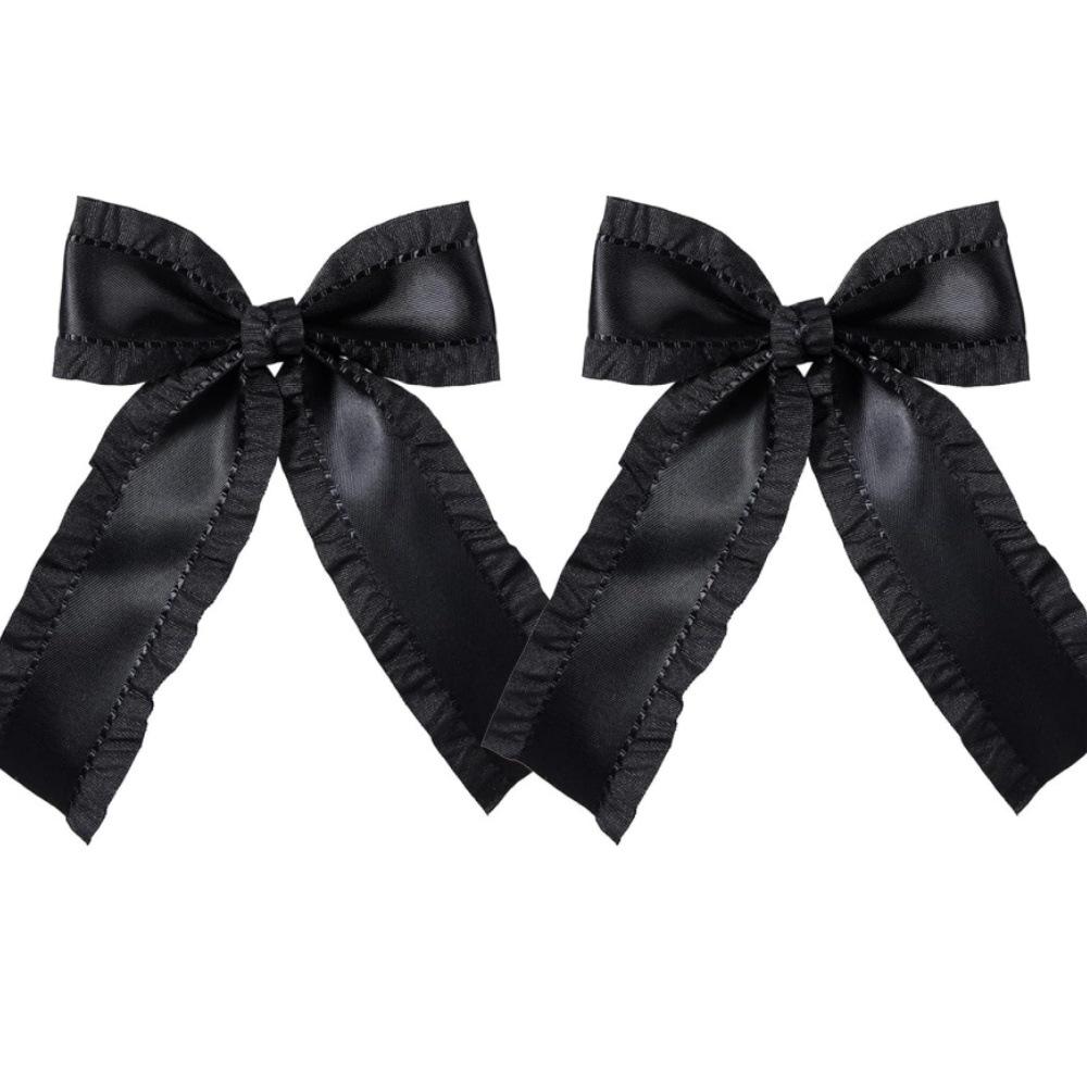 Sweet Girly Wood Ear Bow Hair Clip - Versatile Side & Double Clip чёрный