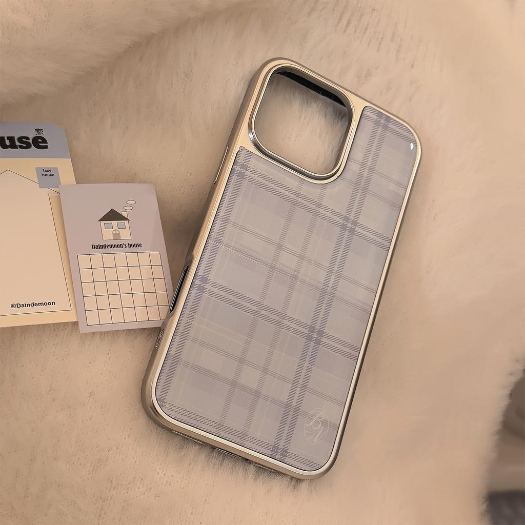 Suitable for blue plaid16Apple17promax Phone case iphone14Epoxy13Korean Style15Electroplating Huawei