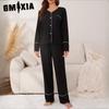 GMXIA Women's Homewear Autumn and Winter Cardigan Long-sleeved Trousers Two-piece Pajamas