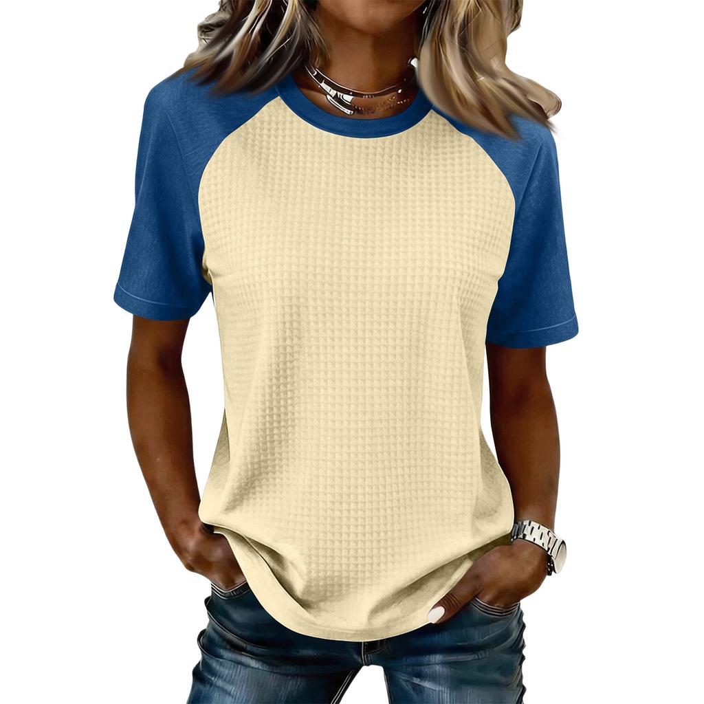 Women’s Casual Lightweight Knit Raglan Sleeve Crew Neck Top Plus Size Loose Fit Retro Style Shirt