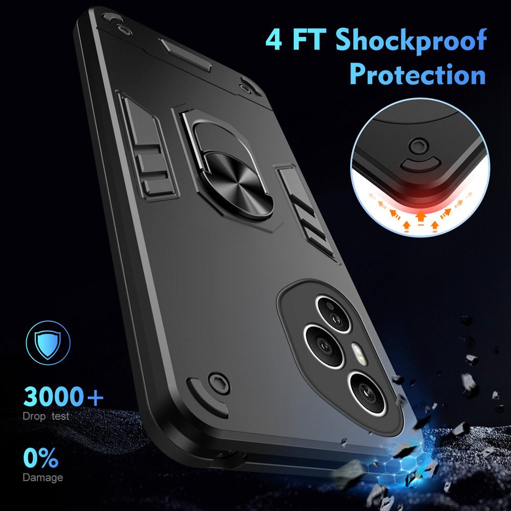 KEYSION Shockproof Armor Case for HONOR 400 Pro 5G Soft Silicone+PC Metal Ring Stand Phone Back Cover for Huawei Honor 400 5G