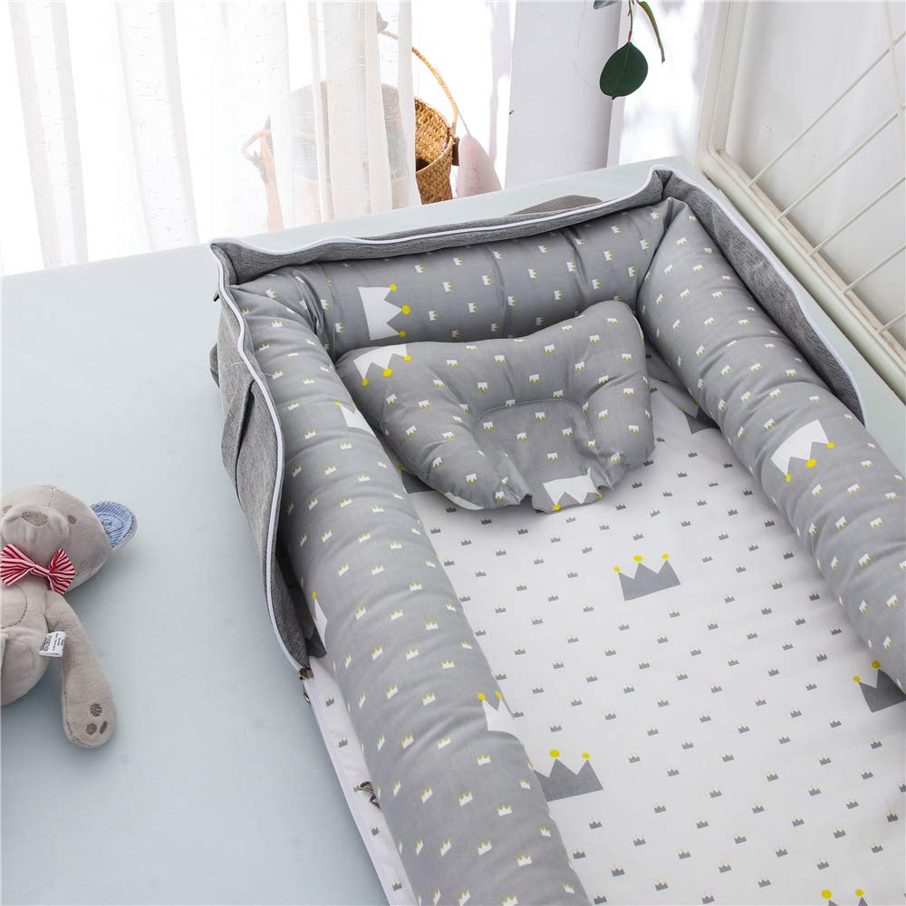 Luddy Baby with Portable Baby Months Crib, Newborn, Pillow, Bed-in-Bed, Foldable, Crib, Co-sleeping, Portable, Breathable, Washable, Gift, 0-24