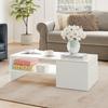 Adjustable Coffee Table, Metal Rails, Particleboard, Foot Pads, White