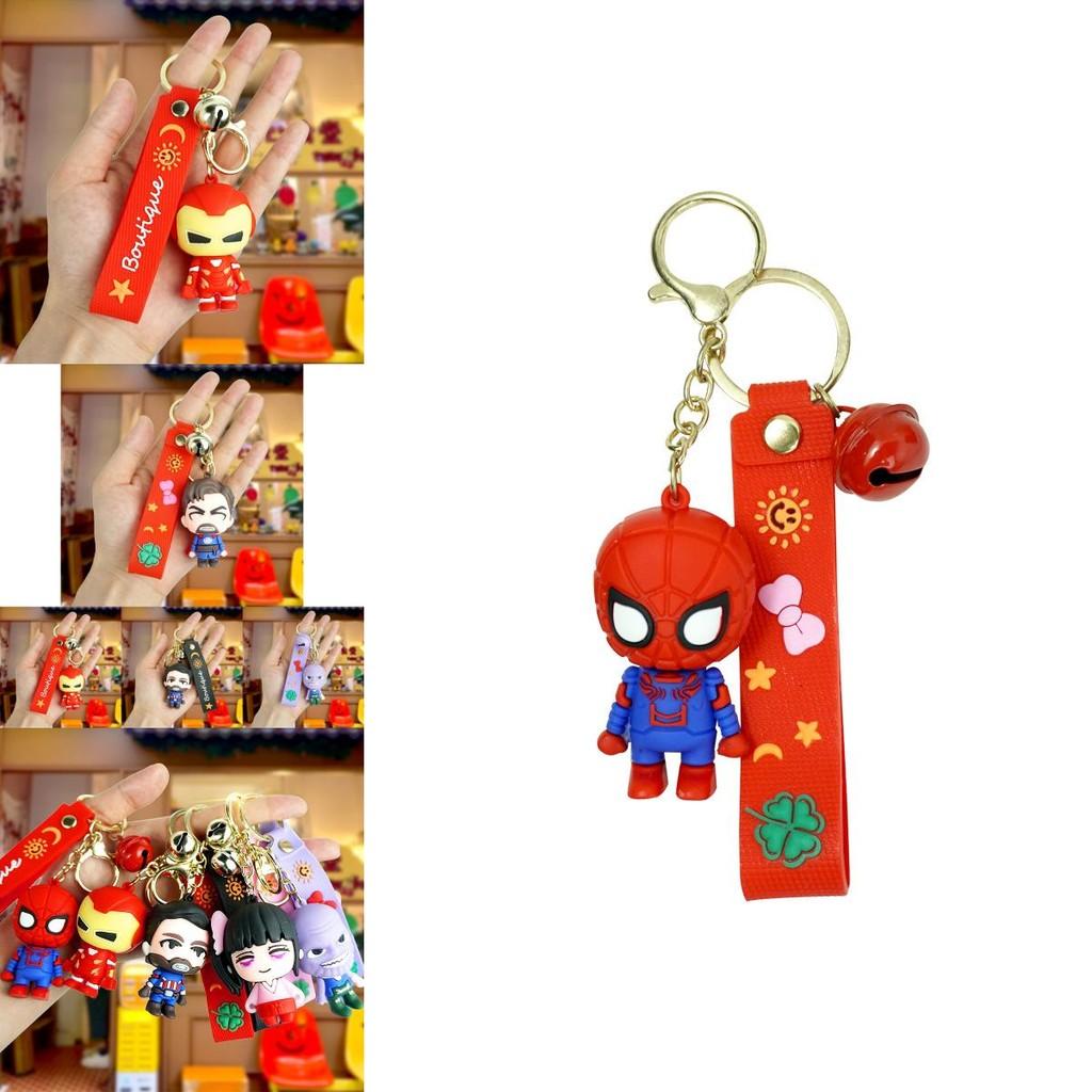 Adorable Marvel Cartoon Spiderman Couple Keychain Rubber Key Accessories