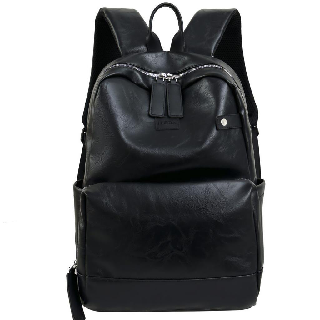 Schoolbag Schoolbag Male Korean Version College Student Backpack Pu Texture Casual Large Capacity Backpack High School Student Computer Casual