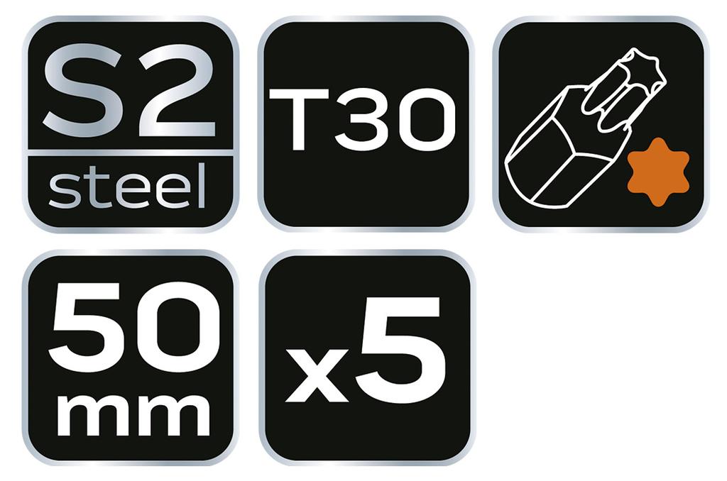 Impact Bits S2, 50 Mm, T30 - 5 Pcs.