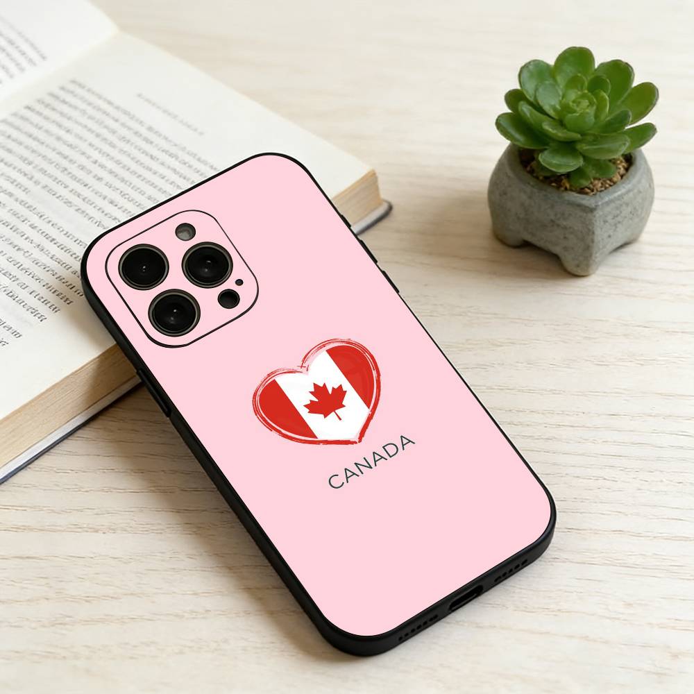 Canada Flag Aesthetic Phone Case For iPhone 17, 16,15,14,13,12,11 Plus,Pro Max, Others Soft Black Cover