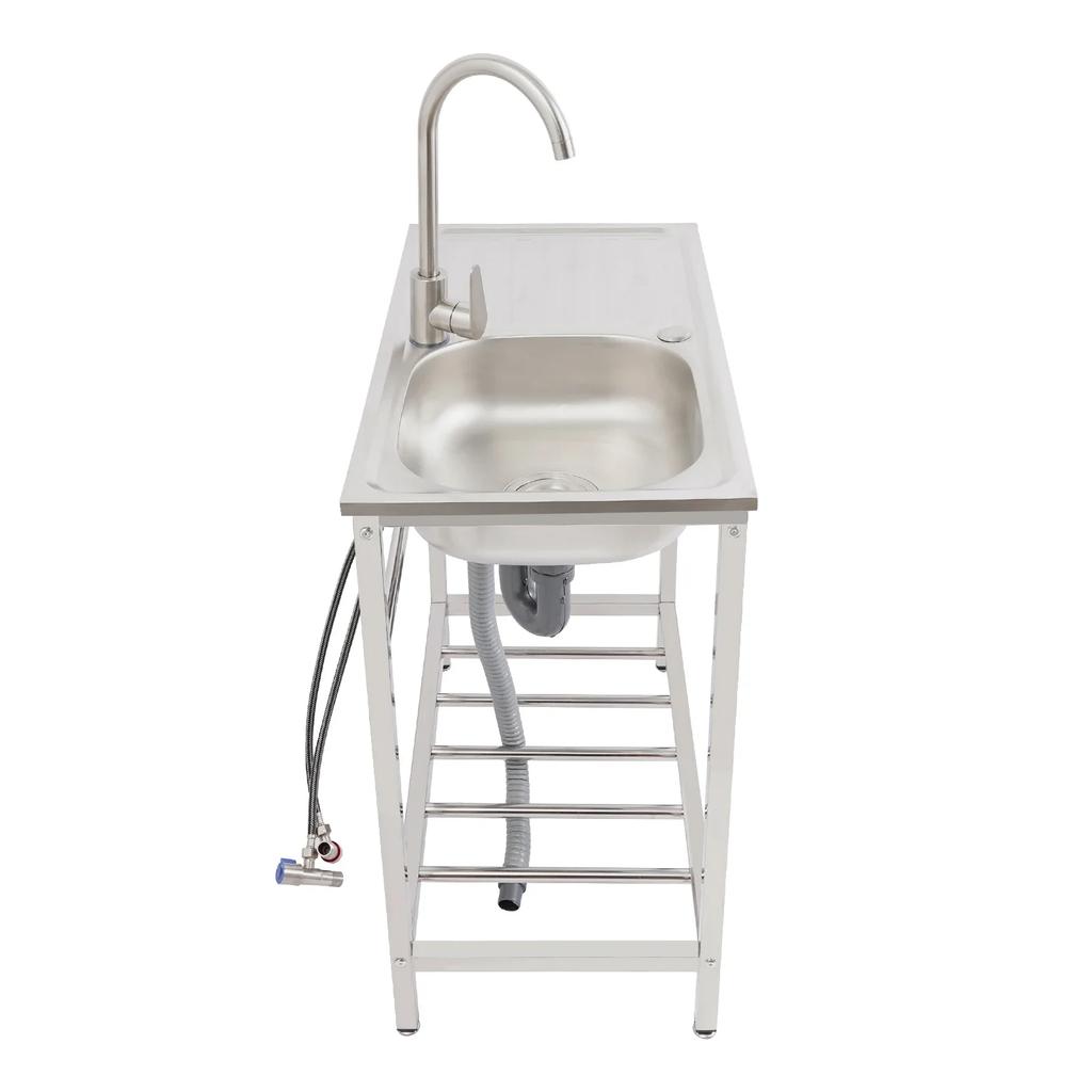 Freestanding Outdoor Kitchen Multi-Functional Sink Set, Stainless Steel Single Bowl, for Commercial Use In Restaurants and Cafes