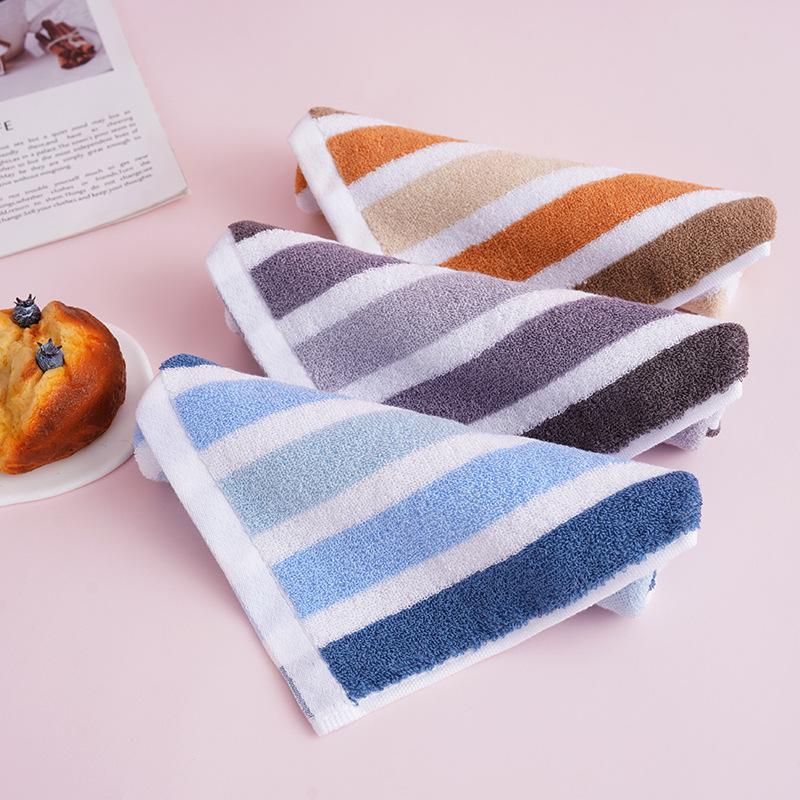 Thickened Absorbent Striped Square Towel, Lint-Free Jacquard, Hangable for Household & Children's Use
