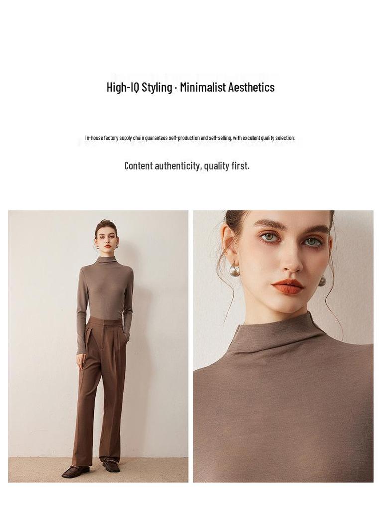 Women's Machine Washable Ultra-Fine Wool Base Layer: Half-High Neck, 2026 Autumn/Winter Thin Knit Sweater