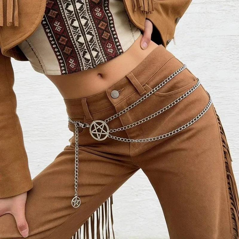2026 New Vintage Star Waist Chain Subculture Star Belly Chain Unisex Thin for Suit Blazer Dress Skirt Ins Punk Goth Hiphop Belt
