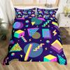 Psychedelische 3D Geometrische Bettbezug Mikrofaser Bunt Pop Art Queen Size Retro 80er Jahre Bettwäsche Set