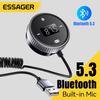Car Bluetooth 5.3 FM Transmitter Built-in Mic Handsfree LED Display 3.5mm AUX Adapter MP3 Music Player With TF Card Slot
