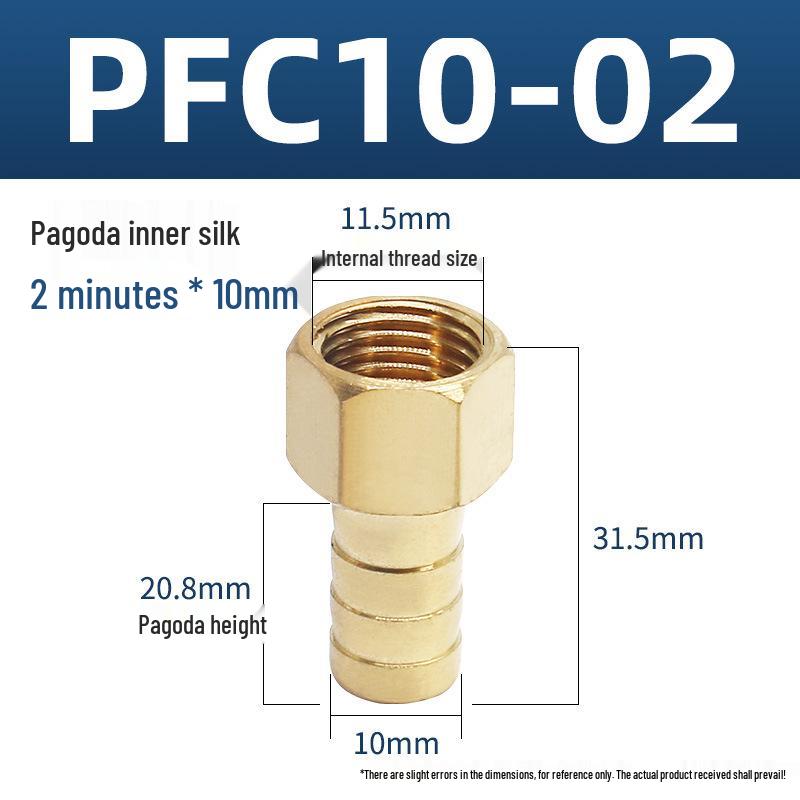 Copper Pagoda Connector Gas Hose PCF Internal Thread - Green Head Pagoda Nipple (PCF6/8/10/12)