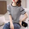 Camiseta de punto para mujer de manga corta, tops de primavera y verano