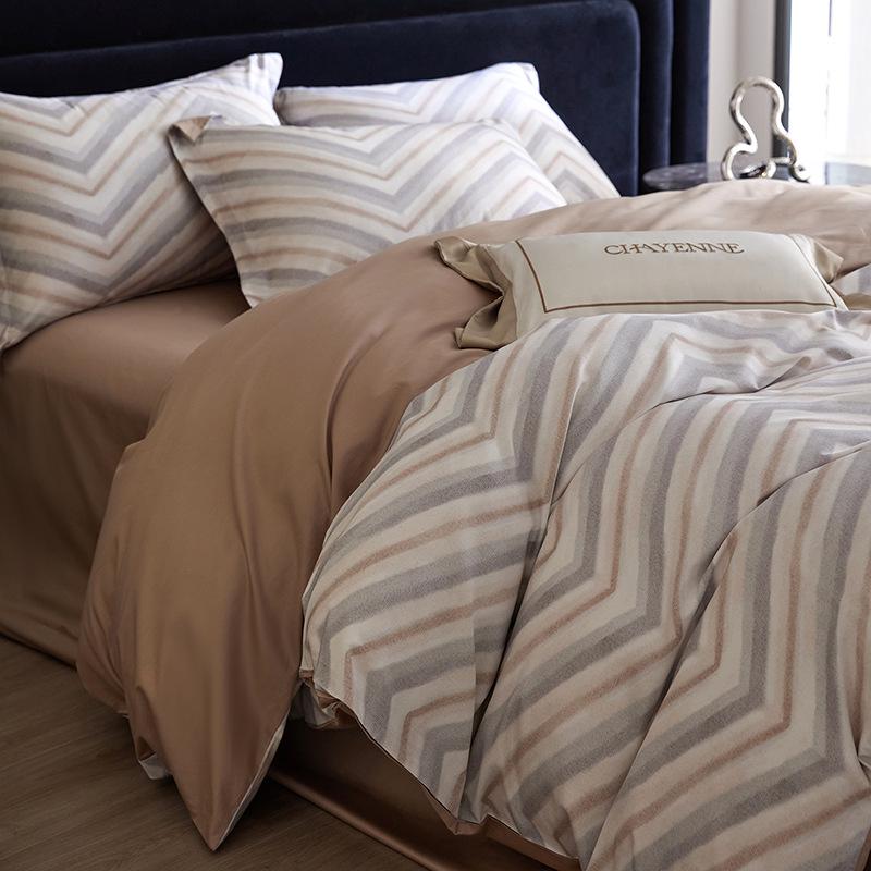 Pure Cotton Fresh Style Bedding Set: Modern Minimalist Duvet Cover, Sheet & Fitted Sheet for Spring/Summer