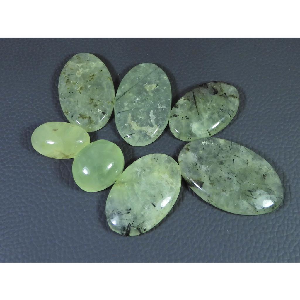 335Cts. Natural Prehnite Oval Shape Cabochon Loose Gemstone 07 Pcs Lot C-1791